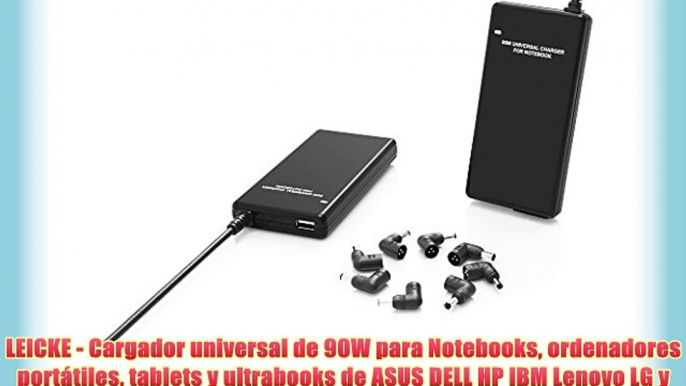 LEICKE - Cargador universal de 90W para Notebooks ordenadores portátiles tablets y ultrabooks