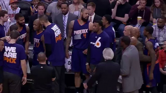 Markieff Morris Shoves Archie Goodwin in Huddle  Warriors vs Suns  Feb 10 2016  NBA