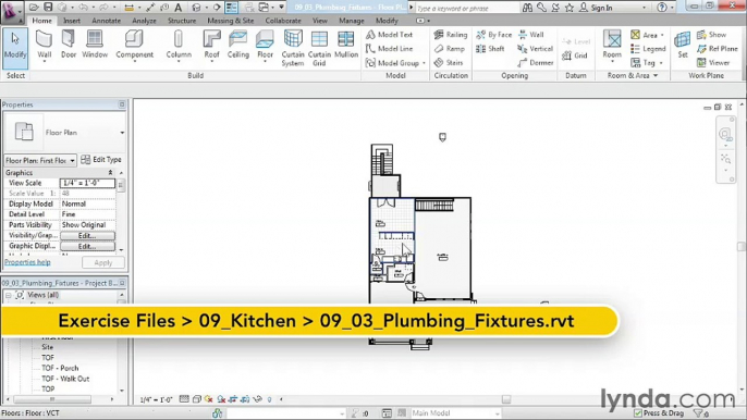 09 03. Placing plumbing fixtures - House in Revit Architecture