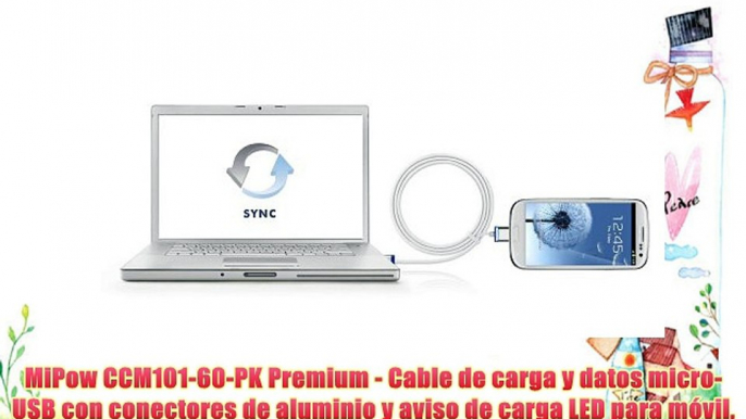 MiPow CCM101-60-PK Premium - Cable de carga y datos micro-USB con conectores de aluminio y