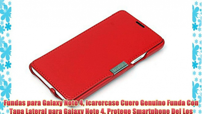 Fundas para Galaxy Note 4 icarercase Cuero Genuino Funda Con Tapa Lateral para Galaxy Note