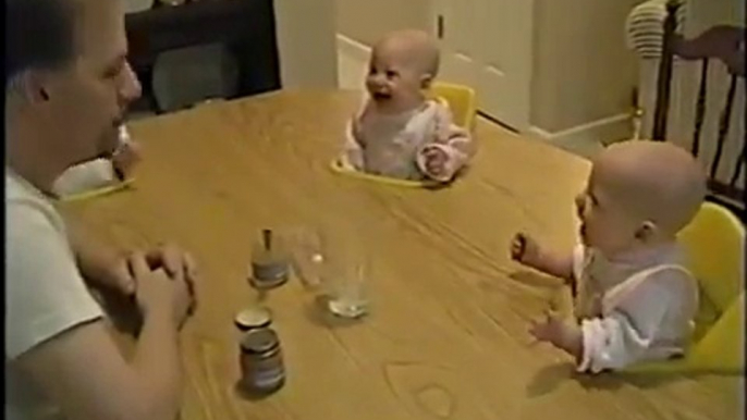 Cute babies laughing with Dad!