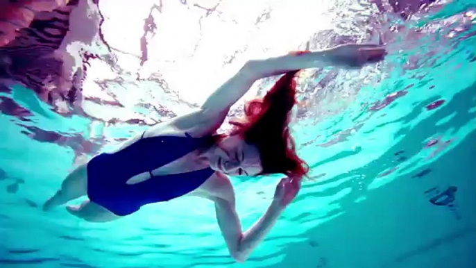 BLUE Bikini girl in swimming pool