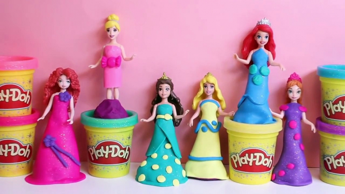 Disney Princess MagiClip Collection Play-Doh Magic Clip Frozen Anna Ariel Merida Belle Dolls