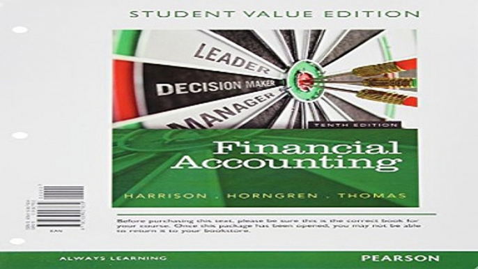 Financial Accounting  Student Value Edition Plus NEW MyAccountingLab with Pearson eText    Access