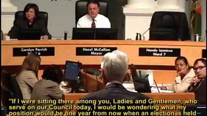 "Mega-builder" Harold Shipp warns MISSISSAUGA Councillors. Councillor Frank Dale responds