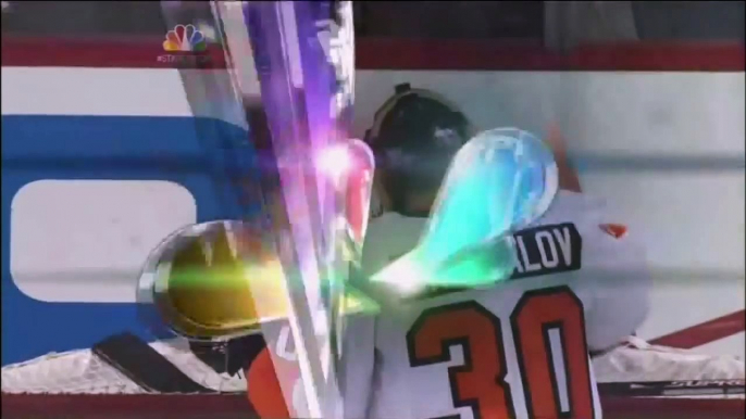 Ilya Bryzgalov robs Kris Letang. Philadelphia Flyers vs Pittsburgh Penguins 41312 NHL Hockey