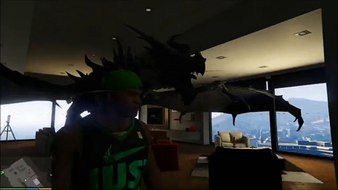 GTA V Mod: THE ALDUIN DRAGON IN MY APARTMENT! - SKYRIM GTA 5 PC Mod