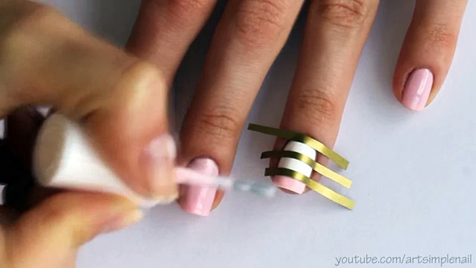 Полосатый маникюр для начинающих в розовых тонах - Pink Stripe Nails!