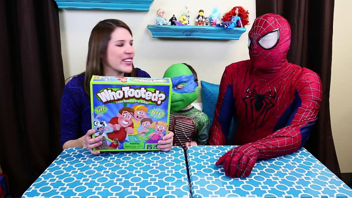 Who Tooted? Kids Board Game Challenge & Family Fun Night with Spiderman, TMNT & DisneyCarToys