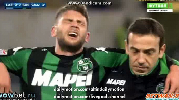 Domenico Berardi Gets Injured - Lazio vs Sassuolo - Serie A - 29.02.2016 HD