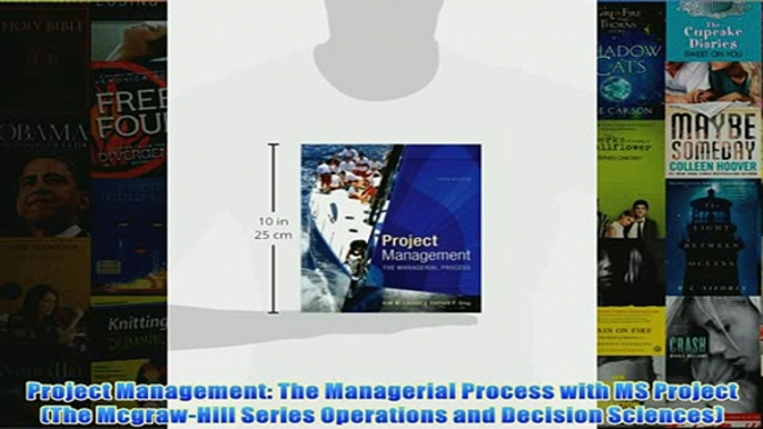 FREE PDF   Project Management The Managerial Process with MS Project The McgrawHill Series FULL DOWNLOAD