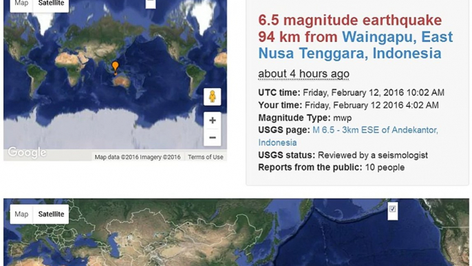 6.5 magnitude earthquake Indonesia 2-12-2016 earthquake today 6.5 magnitude