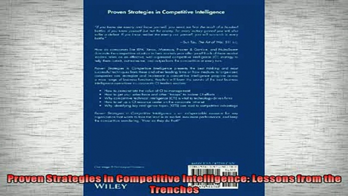 FREE DOWNLOAD  Proven Strategies in Competitive Intelligence Lessons from the Trenches READ ONLINE