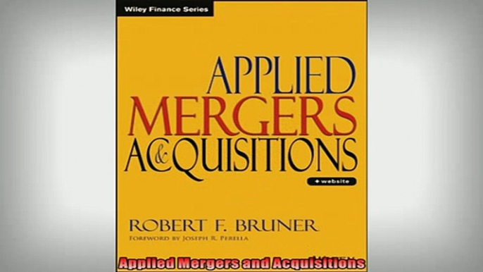 EBOOK ONLINE  Applied Mergers and Acquisitions  BOOK ONLINE