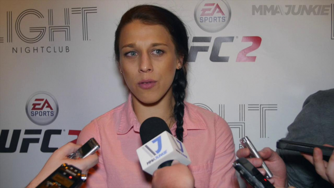 Joanna Jedrzejczyk media scrum at EA UFC 2 launch in Las Vegas