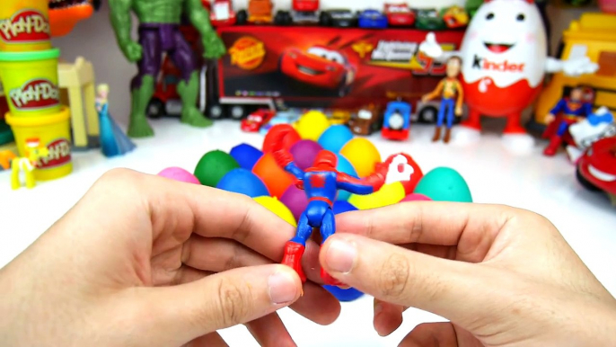 LEARN COLOURS for Kids w/ Play Doh Surprise Eggs Spongebob Minnie Mouse Peppa Pig Batman M