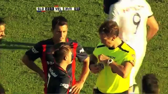 Expulsión de Buffarini. San Lorenzo 2 - Vélez 1. Fecha 4. Primera División 2016.