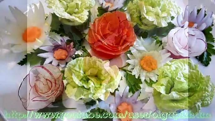 Цветы из капусты. Украшения из овощей. Decoration Of Vegetables. Flowers of cabbage