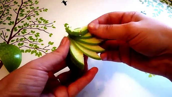 Украшения из яблока! Веер! Decoration of apple! Украшения из фруктов! Decoration of fruits!