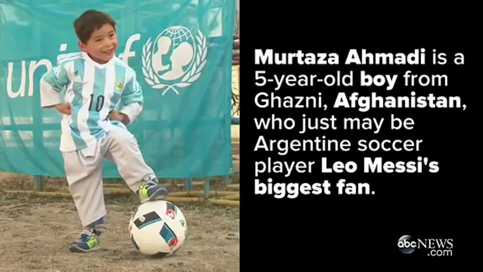 Messi Sends Afghan Boy Wearing Messi Plastic Bag Signed Jerseys