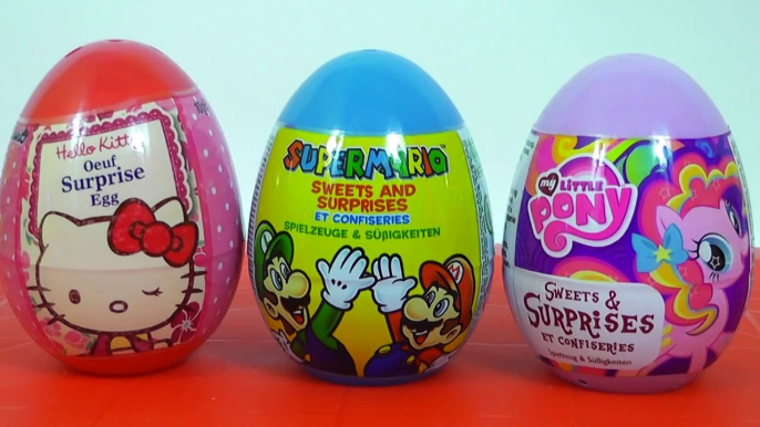 3 Surprise Eggs Hello Kitty Super Mario My Little Pony Toy Unboxing Sorpresa Huevos Toy Review