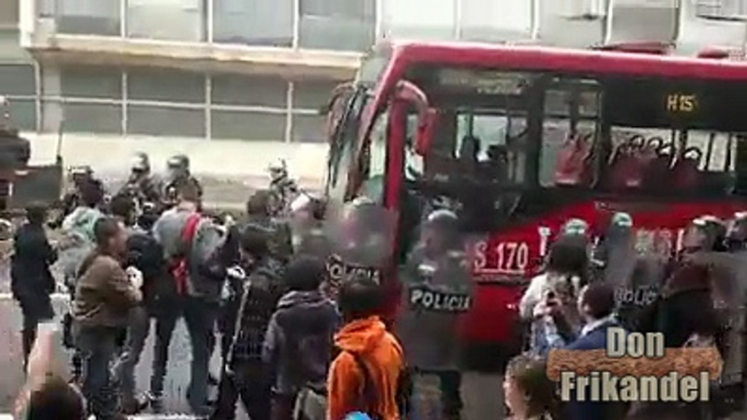 Cencored by Colombian TV: Manifestaciones en Bogota, Colombia.