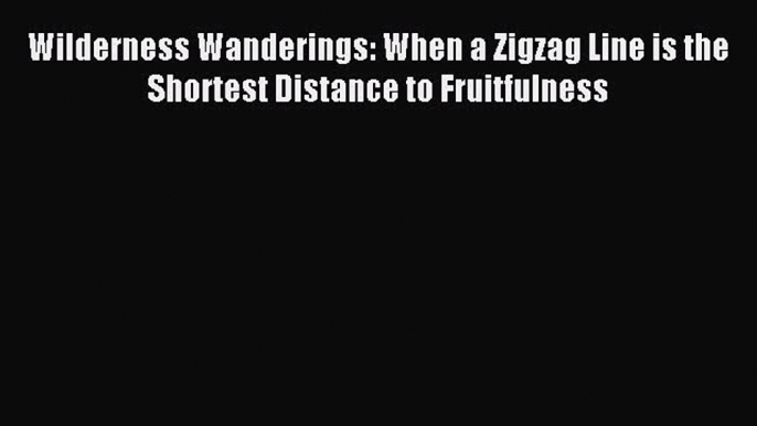 Read Wilderness Wanderings: When a Zigzag Line is the Shortest Distance to Fruitfulness Ebook