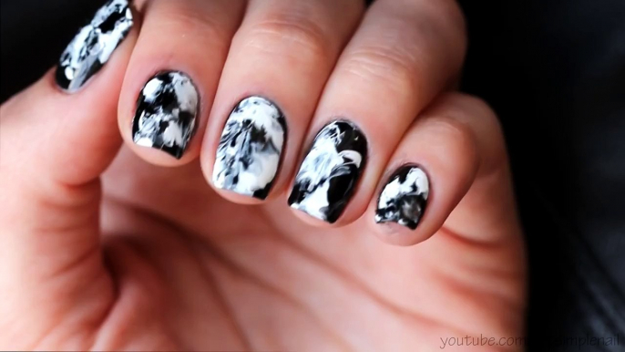 Как легко сделать мраморный маникюр в домашних условиях - Stone Marble Nail Art. Smoke Nails