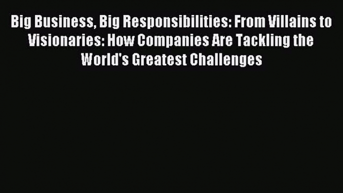 Read Big Business Big Responsibilities: From Villains to Visionaries: How Companies Are Tackling