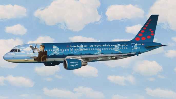 Magritte prend l'air sur les flancs d'un Airbus de Brussels Airlines
