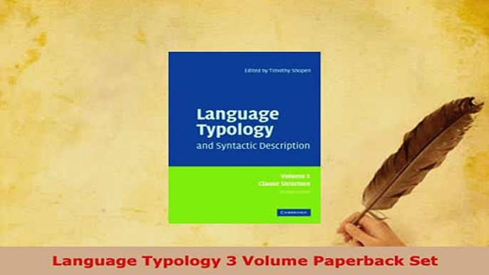 PDF  Language Typology 3 Volume Paperback Set Ebook