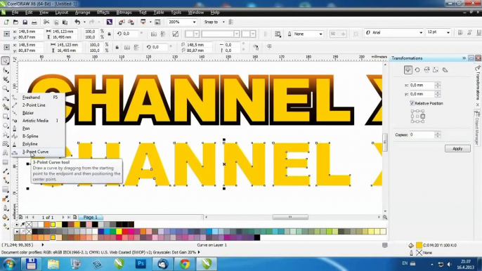 Corel Draw X6 - text effects - how to -make up- your text