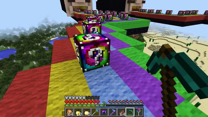 Minecraft: RAINBOW DIMENSION LUCKY BLOCK RACE - Lucky Block Mod - Modded Mini-Game