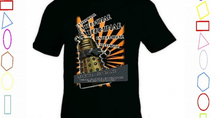 Camiseta Doctor Who (Dalek exterminar) negra manga corta (Talla: Talla L Unisex Ancho/Largo