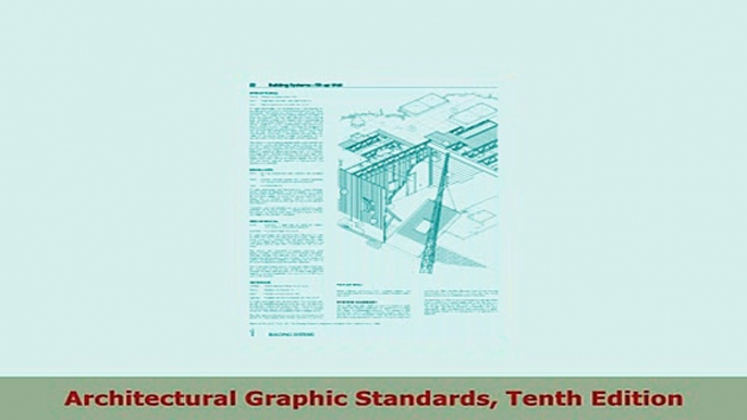 PDF  Architectural Graphic Standards Tenth Edition Download Full Ebook