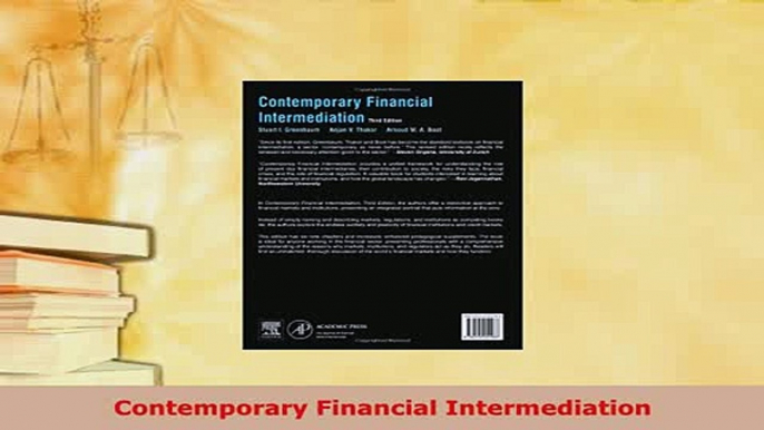 PDF  Contemporary Financial Intermediation Download Full Ebook