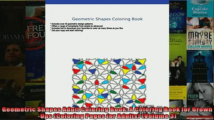 FREE DOWNLOAD  Geometric Shapes Adult Coloring Book A Coloring Book for GrownUps Coloring Pages for  FREE BOOOK ONLINE