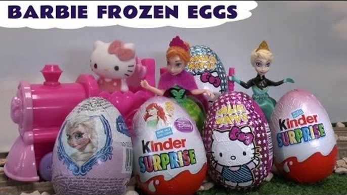 Frozen Barbie Surprise Eggs Kinder Disney Princess Anna Thomas and Friends Ariel Elsa Hello Kitty