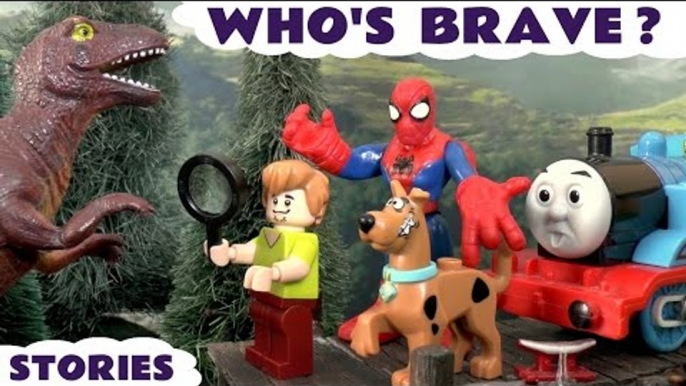 WHO'S BRAVE? --- Collection of scary toy stoies, including 'Watch out Scooby Doo' and Surprise Eggs, featuring Spiderman, Dinosaurs, Thomas and Friends, Play Doh, Paw Patrol, The Avengers,