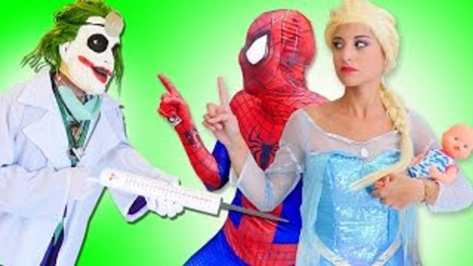 Pink Spidergirl vs Joker with spiderman, frozen elsa - Fun Superhero Movie in Real Life