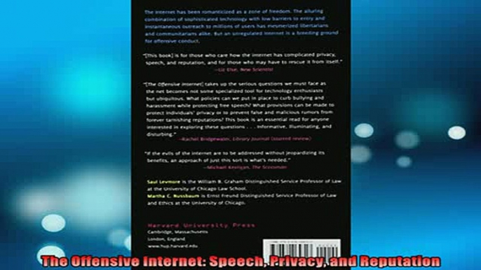 READ book  The Offensive Internet Speech Privacy and Reputation  BOOK ONLINE