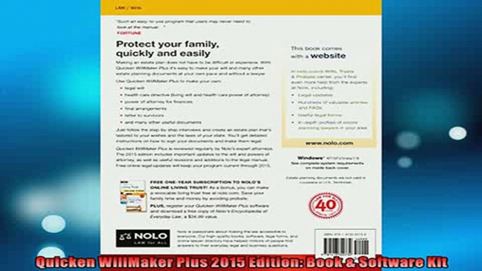 READ book  Quicken WillMaker Plus 2015 Edition Book  Software Kit  BOOK ONLINE