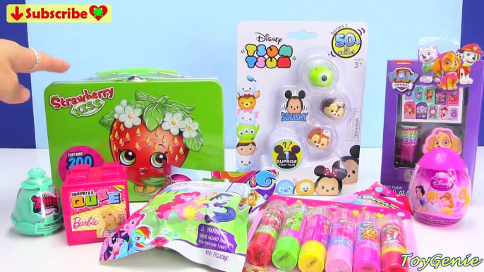 Shopkins Lip Balm and Strawberry Kiss Tin Surprises with Tsum Tsums