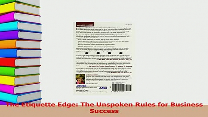 PDF  The Etiquette Edge The Unspoken Rules for Business Success Download Full Ebook