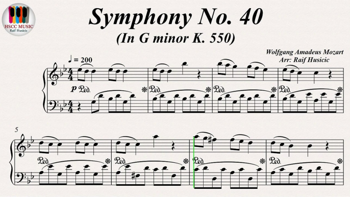 Symphony No. 40 In G minor KV. 550 - Wolfgang Amadeus Mozart, Piano