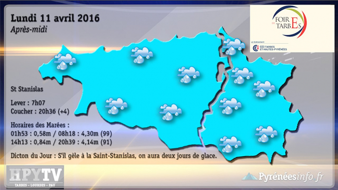 [HPyTv Pyrénées] La Météo de Tarbes Pau Bayonne (11 avril 2016)