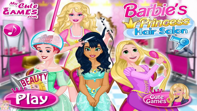 Barbie Princess Hair Salon - Princess Rapunzel Ariel and Jasmine Hairstyle Game
