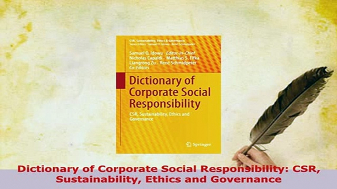 PDF  Dictionary of Corporate Social Responsibility CSR Sustainability Ethics and Governance Download Full Ebook