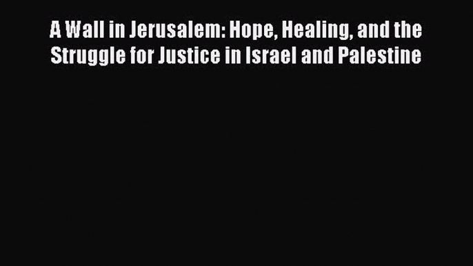 Download A Wall in Jerusalem: Hope Healing and the Struggle for Justice in Israel and Palestine